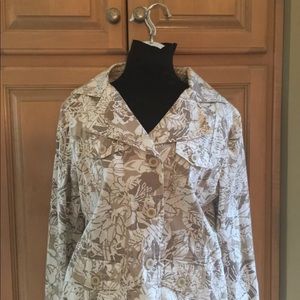 Chico’s white and tan jacket.